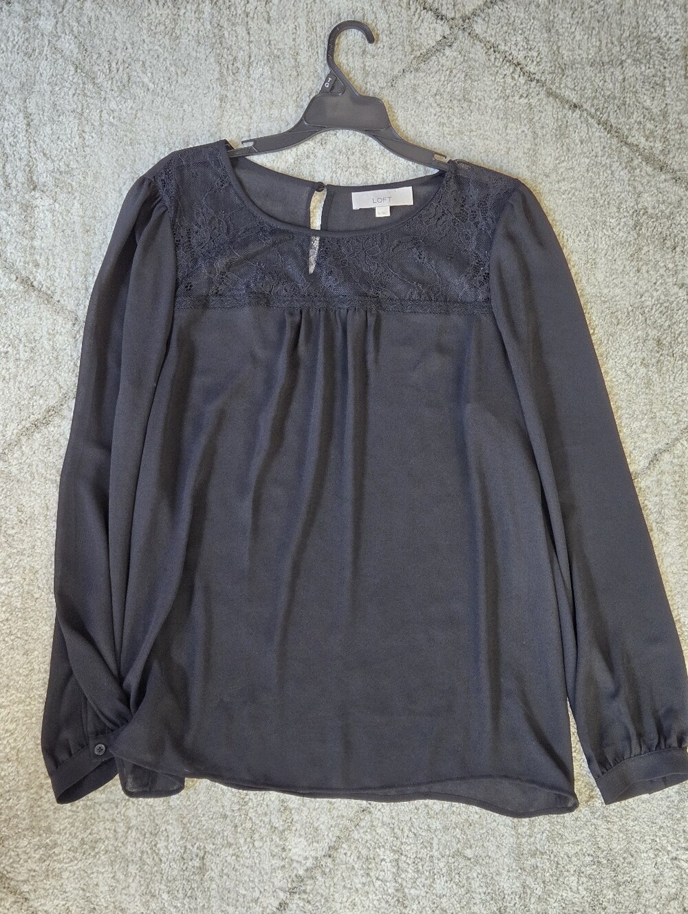 LOFT Black Lace Yoke Long Sleeve Multiple Sizes